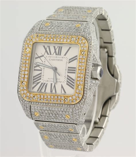 all diamond cartier watch|cartier watch with diamond bezel.